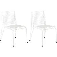 Beliani Gartenstuhl 2er Set Weiß Metall Gitter-Optik Stapelbar ohne Armlehnen Modernes Design Metallstuhl für Esszimmer Küche Terrasse Balkon