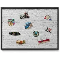 Tulup MAGNETTAFEL 70x50 cm Schwarzer Rahmen Ziegelwand Helle Wand