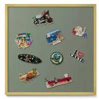 Tulup Magnettafel Gerahmte Magnettafel für Urlaubserinnerungen Olivfarben 50x50 cm Magnetboard Metall Bedruckt Goldrahmen