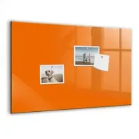 Tulup Glasmagnettafel Beschreibbar Orange Farbe 60x40 cm Magnettafel Wand Glas Schwarzer Marker Magnetisches Whiteboard Glas