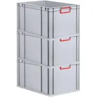 Proregal Spar Set 3x Eurobox Nextgen Color HxBxT 32 x 40 x 60 cm 65 Liter Griffe Rot Geschlossen Verstärkter Boden Eurobehälter Transportbox