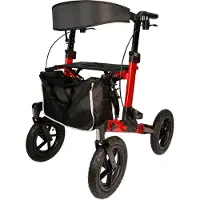 Arvo Outdoor Rollator, Rot, max. 136 kg Benutzergewicht, Länge 80,5 cm, Breite 68 cm, Höhe 76,5-96 cm