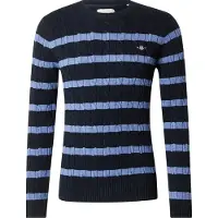 Gant Striped Cotton Cable C-neck Evening Blue Größe: L | Pullover Outlet | Herren | Blau