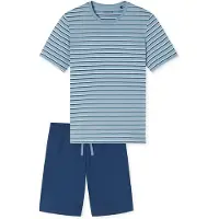Schiesser Shorty "Casual Nightwear" 2 mit gestreiftem Oberteil, Rundhalsausschnitt und kurzen Ärmeln