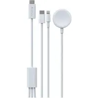 Devia Kabel 3in1 Smart EA520 USB-C - USB-C + Lightning weiss mit induktivem magnetischem Ladegerät für App