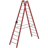 Proregal Stufen-Stehleiter Beidseitig Begehbar GFK & Alu 2 x 12 Stufen