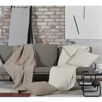 David Fussenegger Wohndecke Plaid Riga 'Gebogene Linien' 150 x 200 cm (Farbe: Rohweiß)
