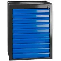 Proregal Schubladenschrank Kobra mit 10 Schubladen + Gummiauflage | HxBxT 90x71x55cm | Anthrazitgrau/Blau