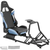 TecTake Gamingstuhl Sim-Racing-Cockpit GT-Style Rennsitz 12-stufig verstellbar kompatibel Logitech Fanatec Thrustmaster Stahl Kunstleder