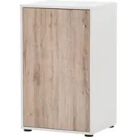 Proregal Möbelpartner Aktenschrank Pigeon Small | HxBxT 83,6x51x41cm | 2 Fächern & 1 Flügeltür | Weiß/Eiche | Büroschrank von