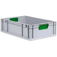 Proregal Eurobox NextGen Color | HxBxT 17x40x60cm | 34 Liter | Griffe grün geschlossen | Glatter Boden | Eurobehälter, Transportbox, Transportbehälter