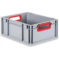 Proregal Eurobox NextGen Color | HxBxT 17x30x40cm | 16 Liter | Griffe rot offen | Glatter Boden | Eurobehälter, Transportbox, Transportbehälter
