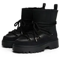 Tommy Hilfiger Winterboots "REAL SHEARLING LACEUP SNOWBOOT", Blockabsatz, Plateau, Schnürboots mit aufgesetzter Schnürung