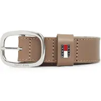 Tommy Hilfiger Ledergürtel TOMMY JEANS "TJW OVAL 3.0 cm breit", Damen, Gr. 75, beige (dusty braun), Rindsleder, Gürtel Ledergürtel, Ovale Einfachdornschließe und Logo am Verschluss