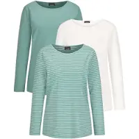 Goldner Kurzarmshirt "Kurzgröße Langarm 3er-Baumwollshirt-Set" U-Boot-Ausschnitt
