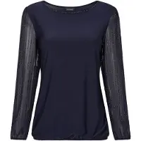 Goldner Langarmshirt "Edles Langarmoberteil mit Glitzerärmeln" Chiffon-Ärmel