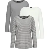 Goldner Kurzarmshirt "Kurzgröße Langarm 3er-Baumwollshirt-Set" U-Boot-Ausschnitt