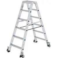 Proregal Stufen-Stehleiter beidseitig begehbar mit Rollen 2x6 Stufen