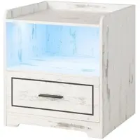 Costway Nachttisch 2er Set mit Led Licht & Usb & Typ-C Weiß