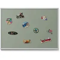 Tulup Magnettafel Gerahmte Magnettafel für Urlaubserinnerungen Hellolivfarben 100x70 cm Magnetboard Metall Bedruckt Silberner Rahmen