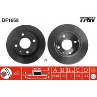 TRW Bremsscheibe DF1658 vorne, voll, 1 Stück