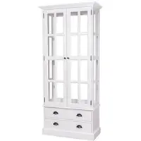Casa Padrino Landhaus Vitrinen Schrank Küchenschrank Weiß 90 x H 200 cm - Esszimmer Schrank Wohnzimmer Antik Landhaus Stil Vitrine