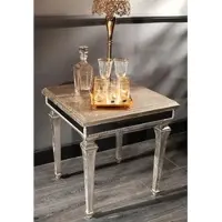 Casa Padrino Luxus Barock Beistelltisch Antik Silber 62 x 62 x H. 60 cm - Edler Massivholz Tisch mit Spiegelglas - Luxus Qualität