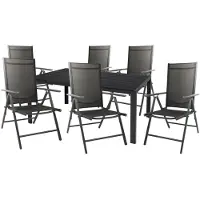 Mojawo Gartengarnitur Sitzgarnitur 7-teilig 150x90cm Alu Anthrazit / Schwarz