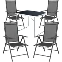 Mojawo 5-tlg Camping Set Gartenmöbel Campingtisch + 4 Campingstuhl Klappstuhl