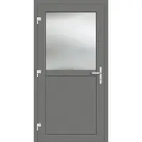 Haustuerenland.de RC2 Nebeneingangstür Aluminium "PAULA-G" 69 mm Graualuminium RAL 9007 beidseitig außen öffnend DIN links