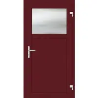 Haustuerenland.de Aluminium Nebeneingangstür "ANTONIA-G" 69 mm Weinrot RAL 3005 beidseitig außen öffnend DIN rechts