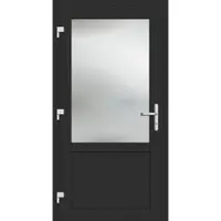 Haustuerenland.de RC2 Nebeneingangstür Aluminium "CELINE-G" 69 mm Anthrazit Eisenglimmer DB 703 beidseitig außen öffnend DIN links