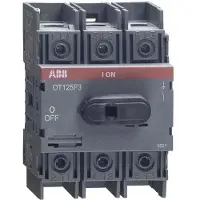 ABB OT125F3 Lasttrennschalter 3-polig 125 A, mit schwarzem Knebelgriff Trägerplatten- und DIN-Schienenmontage 1SCA105033R1001