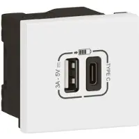 Legrand Mosaic USB-link lader Type A+C 3.0A 15W 2M hvid