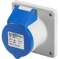 BALS CEE stikd?se indbygning H6 230V 16A 3 polet bl? lige flange 62x62 mm, Quick Connect IP44, polyam