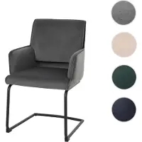 Mendler Freischwinger HWC-N60, Esszimmerstuhl Küchenstuhl Stuhl, Stoff/Textil dunkelgrau