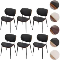 Mendler 6er-Set Esszimmerstuhl HWC-O45, Stuhl, Bugholz Kunstleder 280g/m² Walnuss-Optik, schwarz