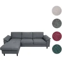 Mendler Sofa-Garnitur HWC-O71, Couch Sofa Ecksofa L-Form, Liegefläche links/rechts, Stoff/Textil Holz 84x229x140cm dunkelgrau