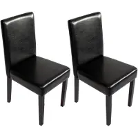 Mendler 2er-Set Esszimmerstuhl Stuhl Küchenstuhl Littau Kunstleder, schwarz, dunkle Beine