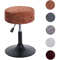 Mendler Hocker HWC-C22, Sitzhocker Schminkhocker, höhenverstellbar drehbar Ø 37cm Stoff Chenille (465g/m2) FSC ~ terrakotta