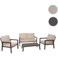 Mendler Garnitur HWC-L64, Gartenlounge Gartengarnitur Lounge-Set Sitzgruppe Sofa, Metall Polster creme-weiß