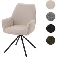 Mendler Esszimmerstuhl HWC-G67, Küchenstuhl Stuhl Armlehne, drehbar Auto-Position, Stoff/Textil Bouclé MVG creme