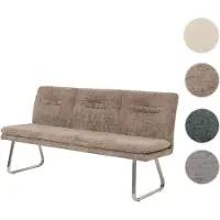 Mendler Sitzbank HWC-H70, Esszimmerbank Bank Polsterbank, Lehne Stoff/Textil Chenille Edelstahl gebürstet 18 108141+108142