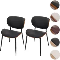 Mendler 2er-Set Esszimmerstuhl HWC-O45, Stuhl, Bugholz Kunstleder 280g/m² Walnuss-Optik, schwarz