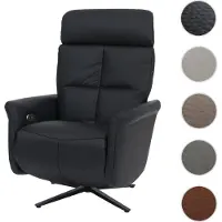 Mendler Relaxsessel HWC-L10, TV-Sessel Liegesessel, Liegefunktion drehbar, elektrisch verstellbar Voll-Leder schwarz