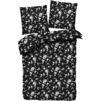 TRAUMSCHLAF Mako-Satin Bettwäsche Fleur Royale schwarz 200x220 cm + 2x 80x80 cm