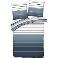 TRAUMSCHLAF Mako-Satin Bettwäsche Girona blau 200x200 cm + 2x 80x80 cm