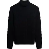 Superdry für Herren. M6110673A Jacob Cable Roll navy Pullover (S), Lässig, Wolle, Langarm, Marine