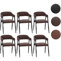 Mendler 6er-Set Esszimmerstuhl HWC-P29, Küchenstuhl Lehnstuhl Polsterstuhl, Industrial Retro Vintage Kunstleder rostrot