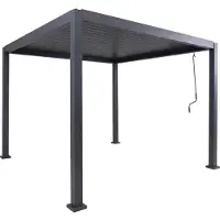 Mendler Pergola MCW-P65, Terrassenüberdachung Gartenpavillon Lamellen-Pavillon, 10cm-Aluminium-Gestell 3x3m anthrazit